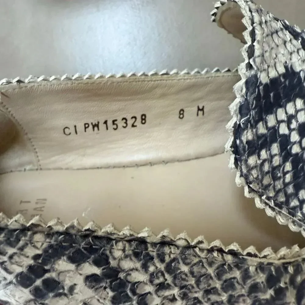 Stuart Weitzman Catalan espadrille flats shoes leather snake/python print size 8